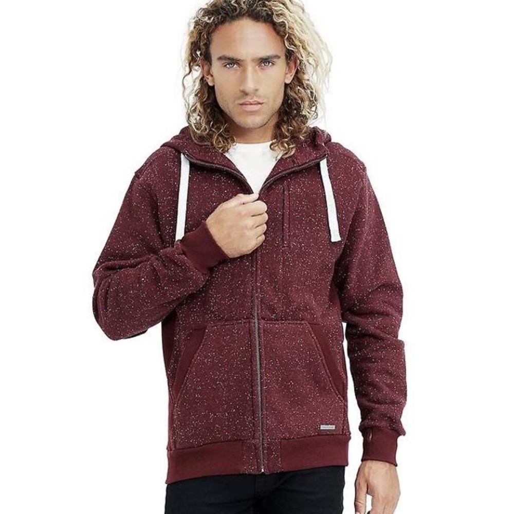 NEW St Johns Bay Long Sleeve Fleece Hoodie- BURGUNDY SLUB HTHR X-LARGE